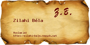 Zilahi Béla névjegykártya